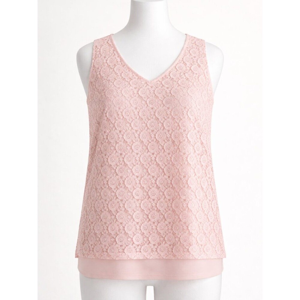 Banana Republic Lace Over-lay Tank Top - Size Small - Pink - EUC